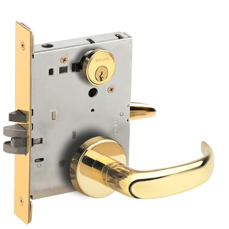 Schlage Grade 1 Storeroom Mortise Lock, Conventional Cylinder, S123 Keyway, 17 Lever, B Rose, Bright Brass F L9080P 17B 605